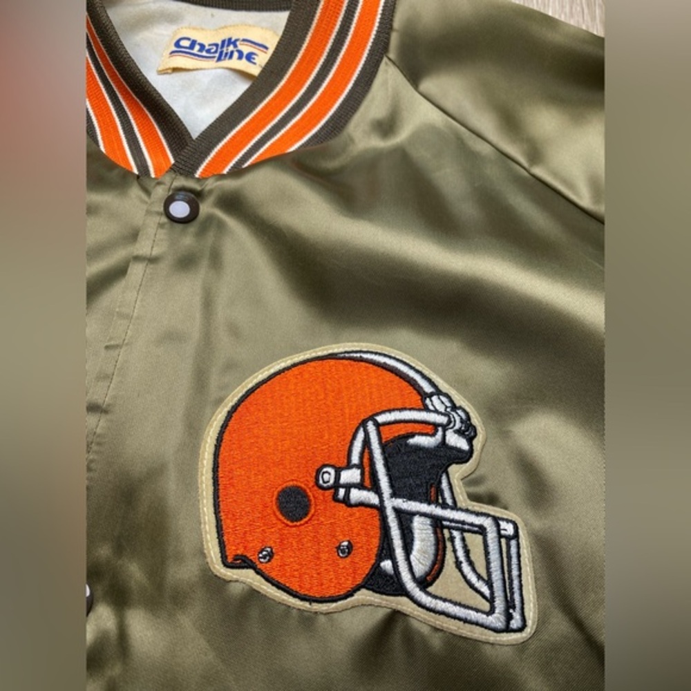 Vintage Chalk Line 90's Cleveland Browns NFL Football Satin Jacket Men's Size XL - Picture 7 of 11